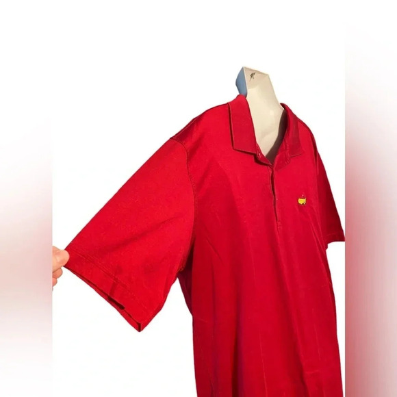 Men’s Amen Corner The Master’s Short Sleeve Pima Cotton Polo in Red - Picture 3 of 4